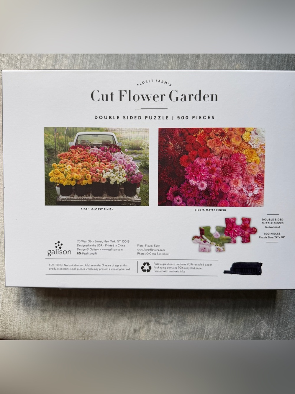 NEW - Galison Floret Farm Cut Flower Garden Double-Sided 500 piece Puzzle - Picture 2 of 3